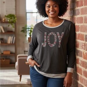 Style & Co. Charcoal Joy Beaded Sweatshirt